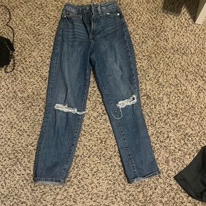 denim mom jeans. size 0. Ultra high waist. bought at H&M last year.